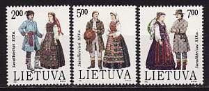 Литва, 1992, Народные костюмы (I), 3 марки